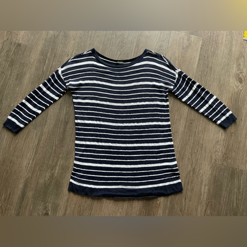 Talbots Black and White Striped Lightweight Long Sleeve Top Womens Size Small